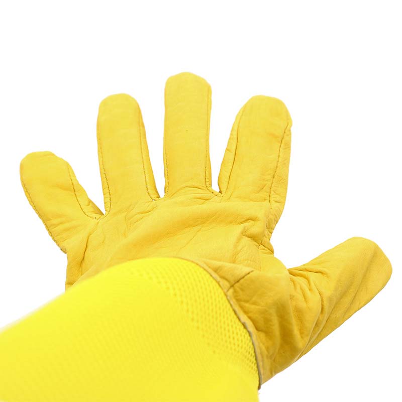 1 Pair Yellow Long Sleeve Beekeeping Gloves Protective Sleeves Breathable Anti Bee Sheepskin Gloves For Beekeeper Accessories