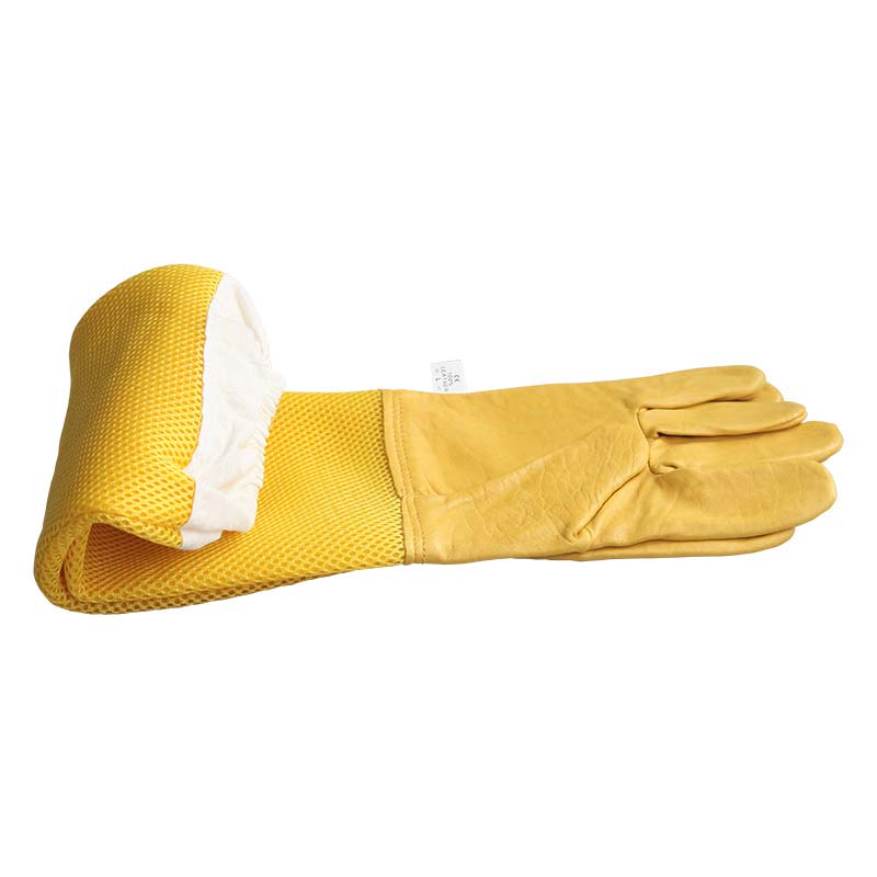 1 Pair Yellow Long Sleeve Beekeeping Gloves Protective Sleeves Breathable Anti Bee Sheepskin Gloves For Beekeeper Accessories