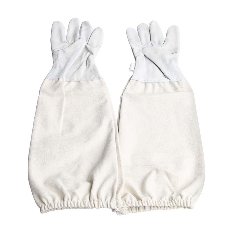 white canvas sleeve breathable beekeeping gloves