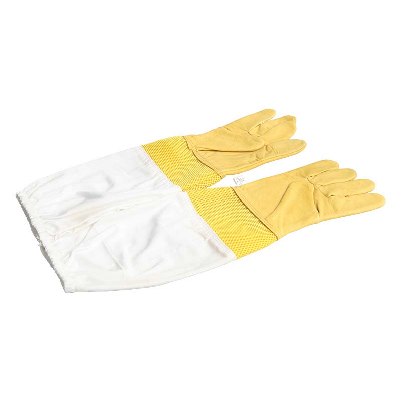 Hot Sale Beekeeping Gloves Protective Sleeves Breathable Yellow Short Mesh Sheepskin and Cloth for Apiculture Beekeepers