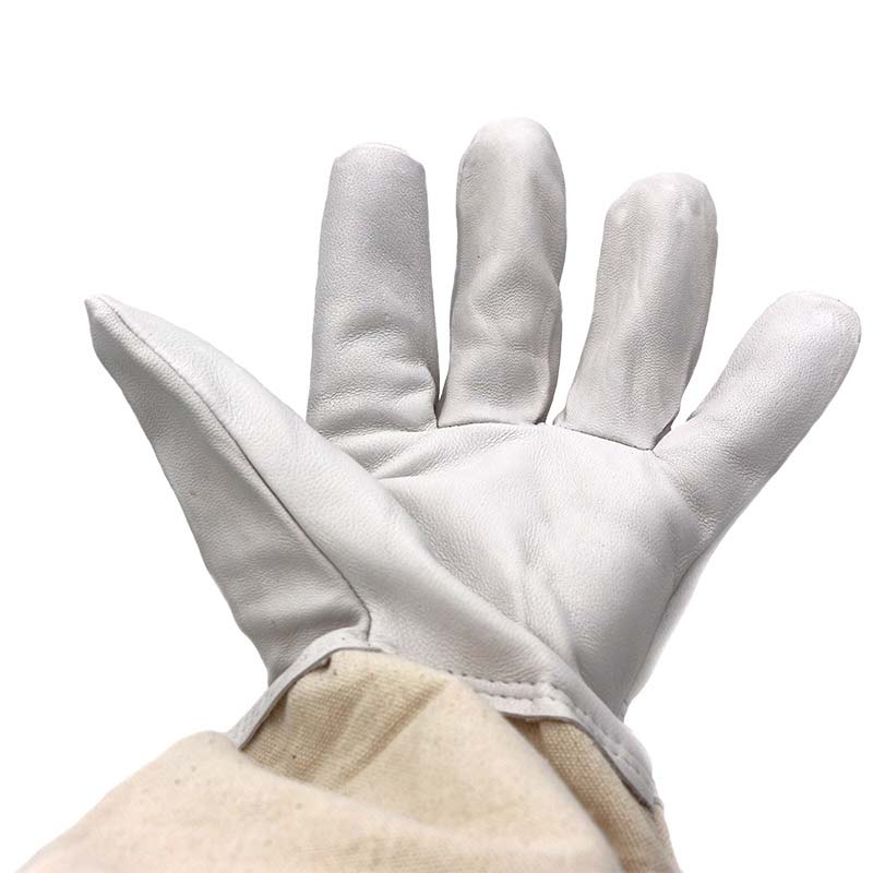 white canvas sleeve breathable beekeeping gloves