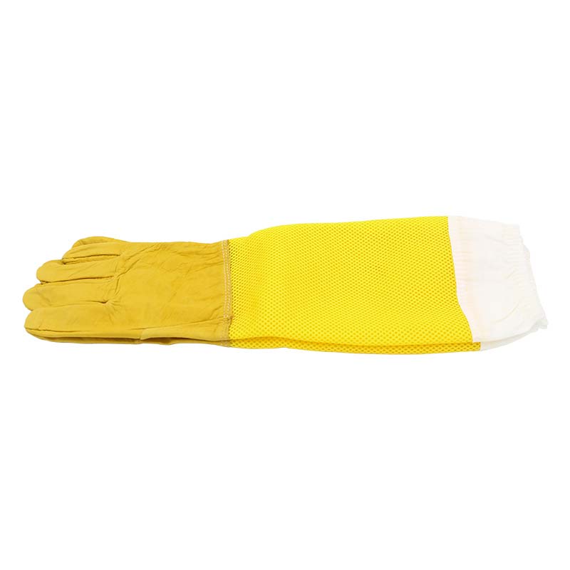 1 Pair Yellow Long Sleeve Beekeeping Gloves Protective Sleeves Breathable Anti Bee Sheepskin Gloves For Beekeeper Accessories