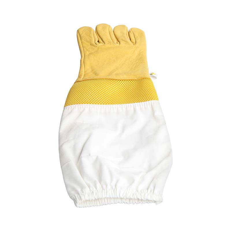 Hot Sale Beekeeping Gloves Protective Sleeves Breathable Yellow Short Mesh Sheepskin and Cloth for Apiculture Beekeepers