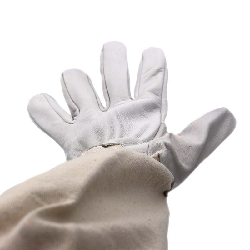 white canvas sleeve breathable beekeeping gloves