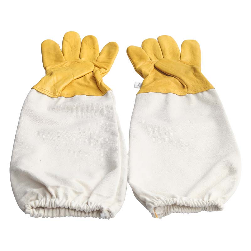New Beekeeping Gloves Protective Sleeves Breathable Yellow Short Mesh Canvas Cloth for Apiculture Vented Beekeepers