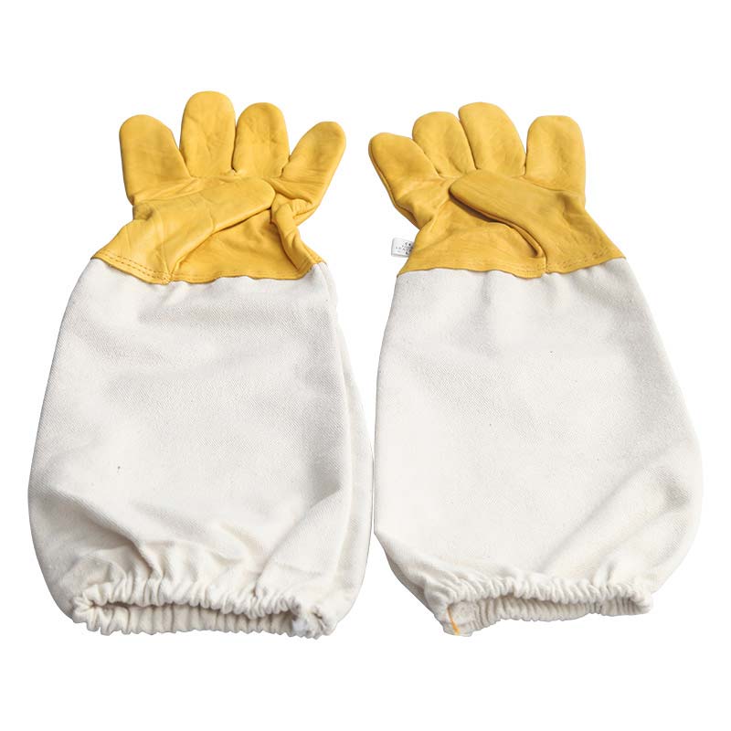 New Beekeeping Gloves Protective Sleeves Breathable Yellow Short Mesh Canvas Cloth for Apiculture Vented Beekeepers