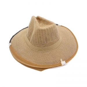 1 Brown Color Fiber Material Beekeeping Hat with Veil