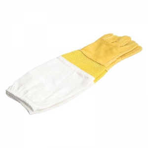 1 Hot Sale Beekeeping Gloves Protective Sleeves Breathable Yellow Short Mesh Sheepskin and Cloth for Apiculture Beekeepers
