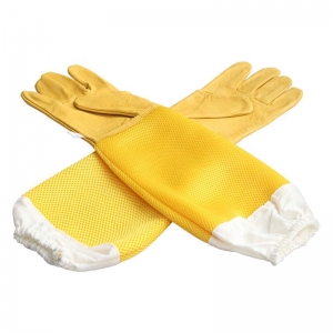 4 1 Pair Yellow Long Sleeve Beekeeping Gloves Protective Sleeves Breathable Anti Bee Sheepskin Gloves For Beekeeper Accessories