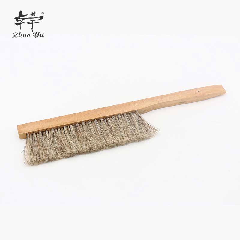 Factory Beehive Cleaning Tools 3 Rows Horse Hair Wood Sweep Handle Bee Brush for Beekeeping