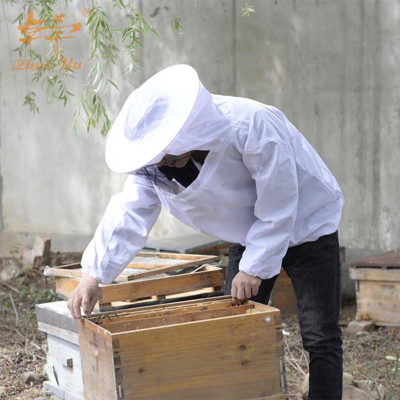 Great Quality Beekeeper Cotton Cloth Smock Bee Keeping Equipment Hive Sleeve Suit Beekeeping Jacket with Veil Bee Clothing