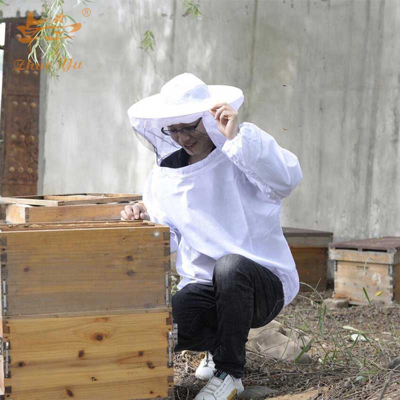 Great Quality Beekeeper Cotton Cloth Smock Bee Keeping Equipment Hive Sleeve Suit Beekeeping Jacket with Veil Bee Clothing