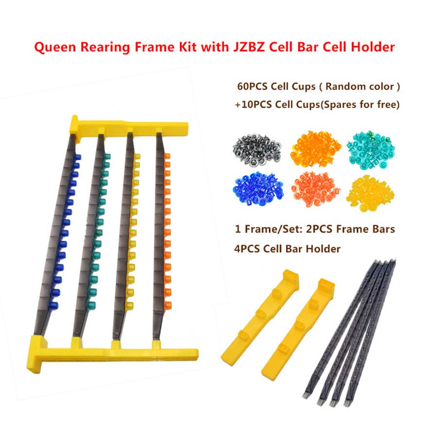 Beekeeping Supplies Bee Queen Rearing Frame Kit Including Queen cell bar Plastic Royal Jelly Frame Cell Cups