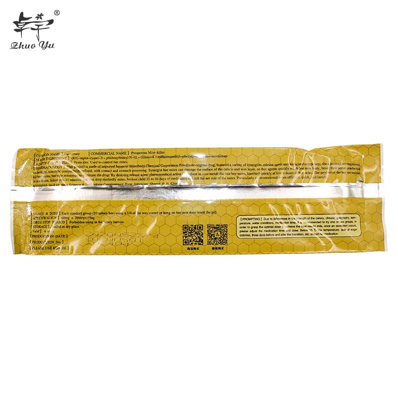 Professional Acaricide Bee Mite Strip Beekeeping Medicine Against Varroa Mite Killer Pest Control Fluvalinate Strip