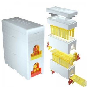 双层泡沫育王箱-4 Queen Bee Double Mating Box Plastic Polystyrene Pollination Box Queen Breeding Rearing Box Other Animal Husbandry Equipment